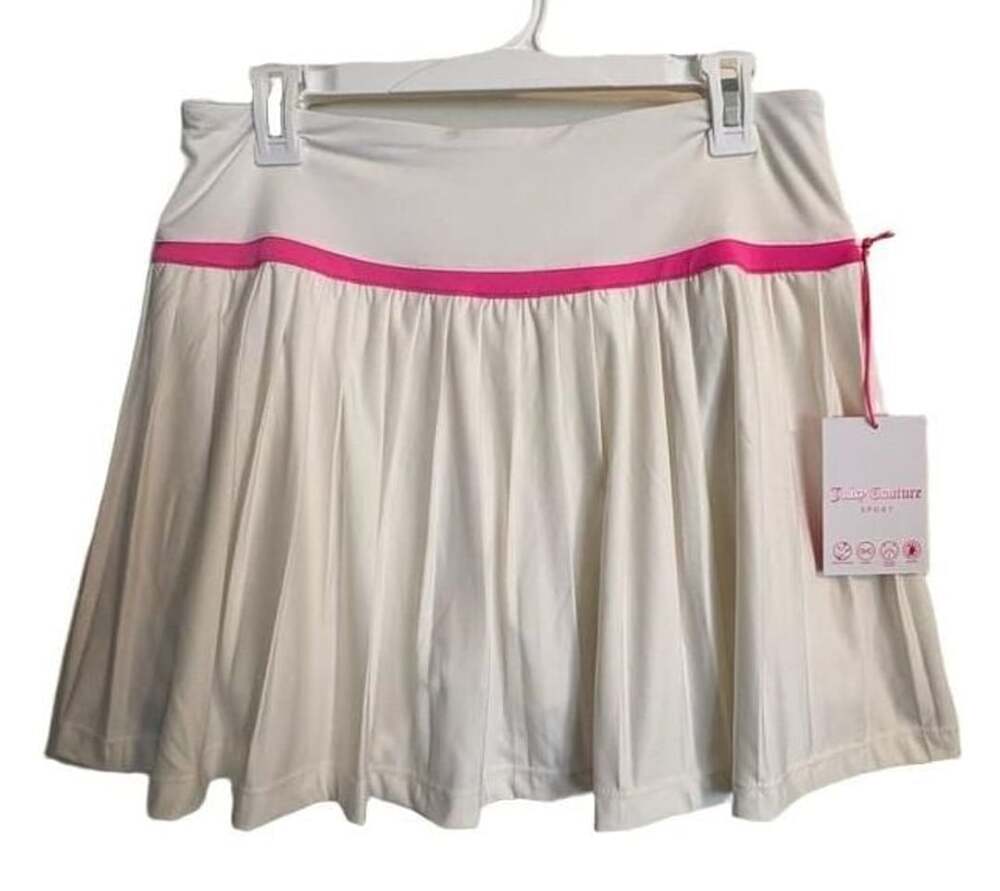 Feminine Tenniscore NWT Juicy Couture Sport White and Hot Pink Pleated Athletic